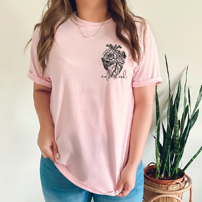 Relaxed Yoga Tops for Women -Heart Motherhood • Pink Tee