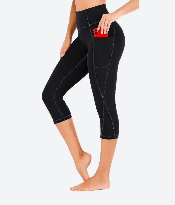 Tight Fit Yoga Pants -Heathyoga Women's Workout Capris with Pockets - HY80