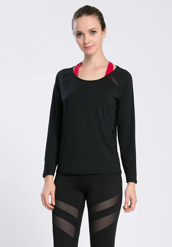 Yoga Tops for Extra Support and Comfort -Backless Drape Cut Out Back T-shirt