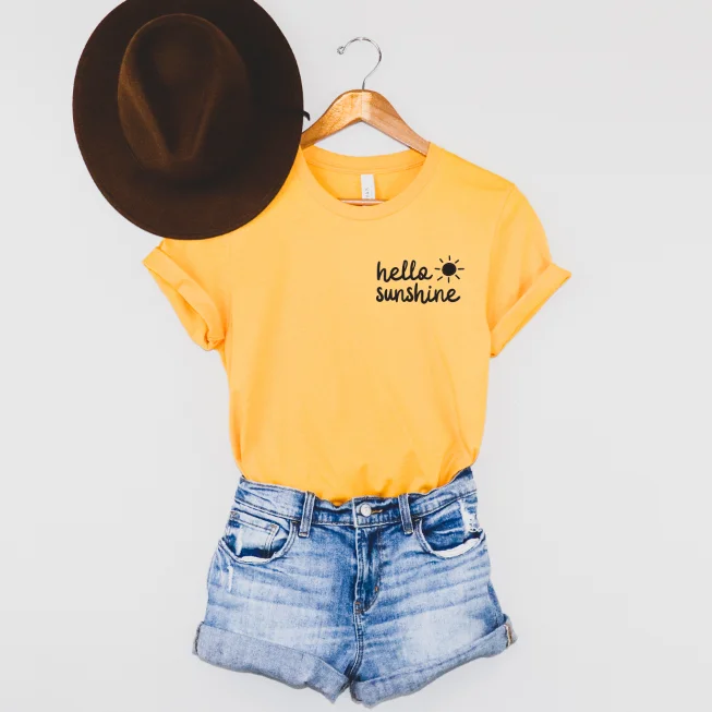 Breathable Yoga Tops with Soft Material -Hello Sunshine • Gold Tee