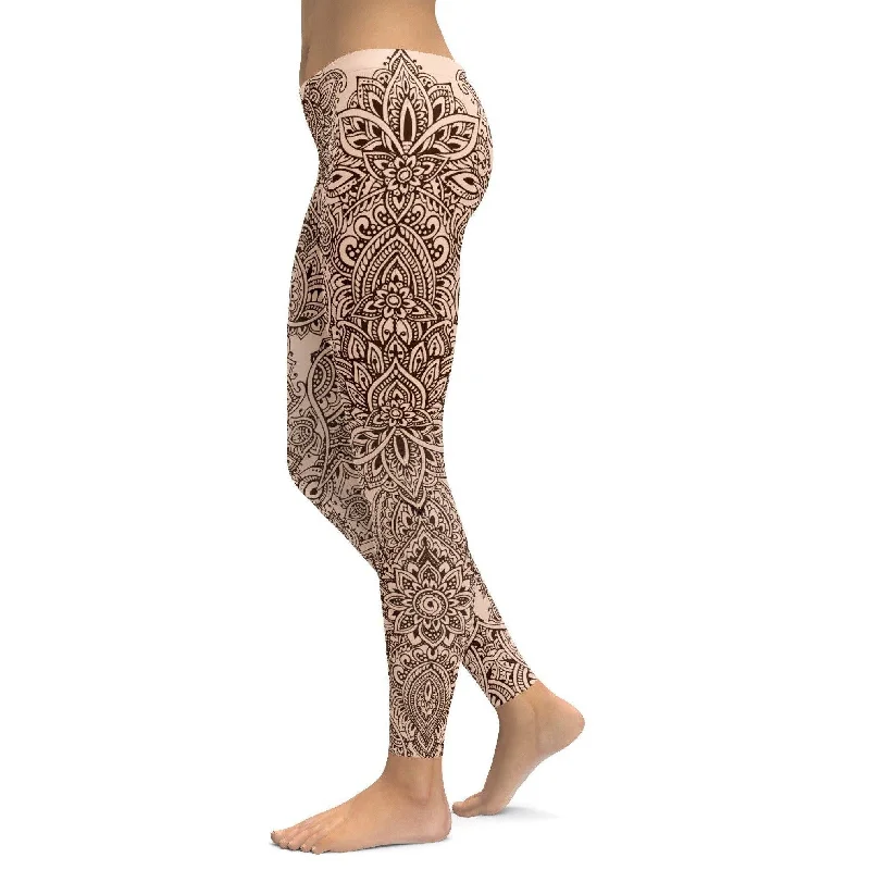 Yoga Pants for Comfort and Support -Henna Tattoo Leggings