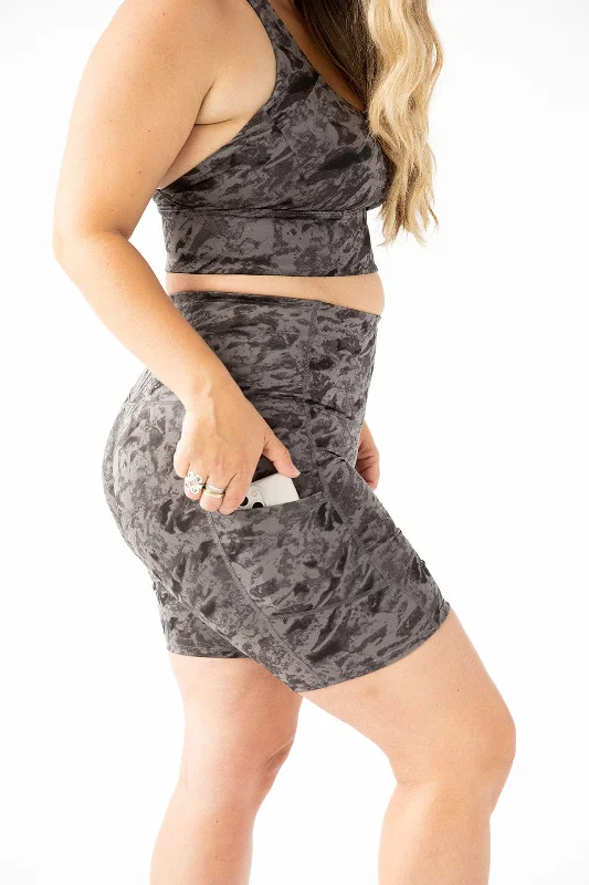 Performance Yoga Shorts for Support -Handful Hi Five Pocketed High-Waist Bike Short - Rock Steady Performance Yoga Shorts for Support -Handful Hi Five Pocketed High-Waist Bike Short - Rock Steady