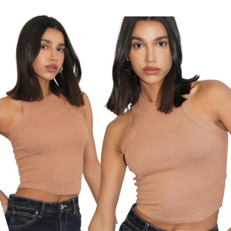 Soft and Stretchable Yoga Tops -High crew neck short wide rim yoga vest