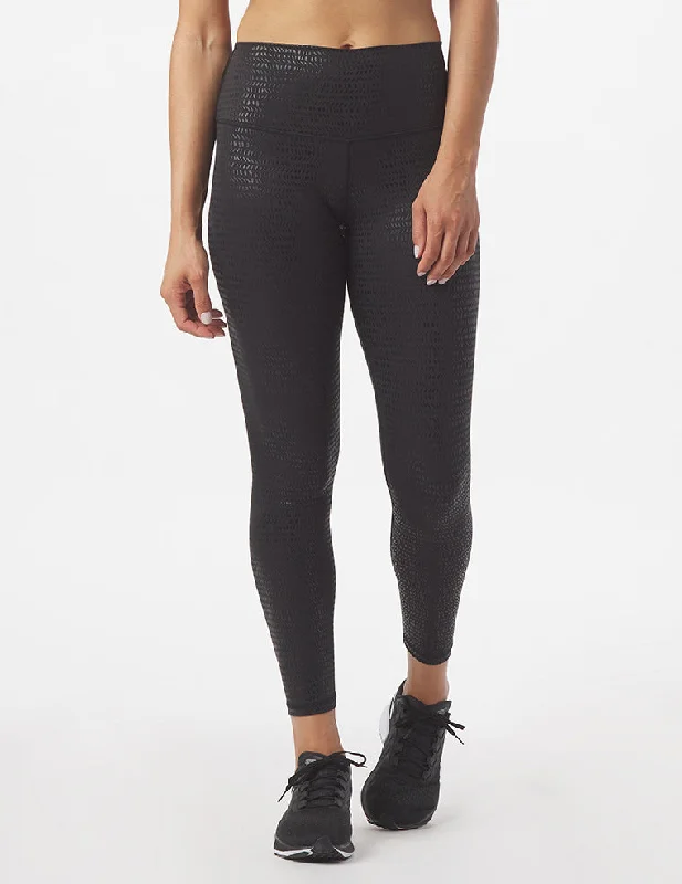 High-Waisted Yoga Pants for Better Fit -High Power Legging Print: Black Pebble Gloss