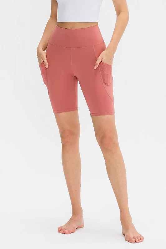Women's Yoga Shorts for Deep Stretching -High-Rise Biker Short with Side Pockets