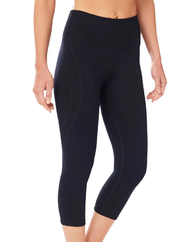 Soft Yoga Shorts for Posture Support -High Rise Capri Leggings In Black