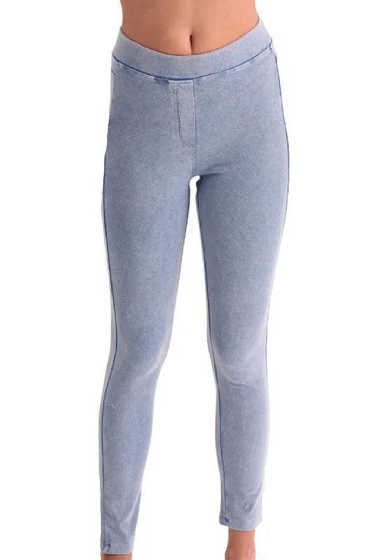 Women's Breathable Yoga Shorts -High Rise Jegging In Light Blue