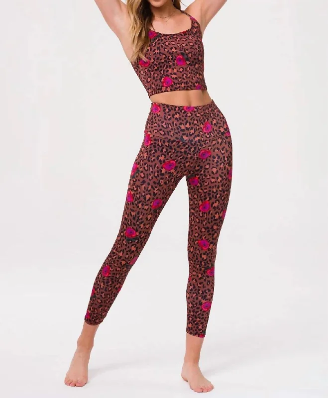 Yoga Shorts for Fitness and Mobility -High Rise Midi Legging In Pretty Wild