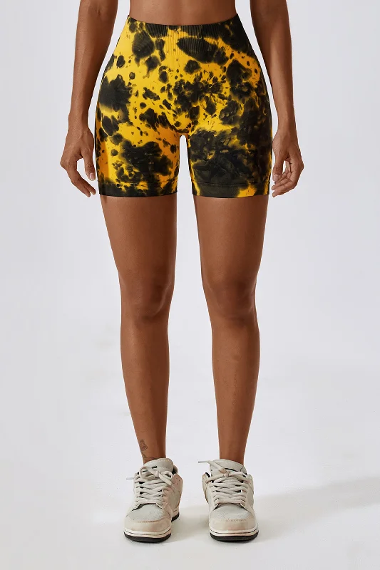Yoga Shorts with Supportive Waistband -Seamless Tie Dye Short