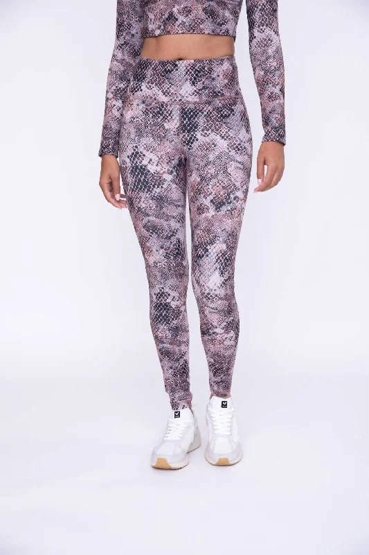 Performance Yoga Shorts for Support -High-Waisted Leggings In Dusty Snake Print