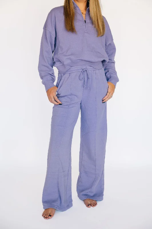 Yoga Pants with Built-in Support -Saturday Afternoon Relaxed Sweatpants - Purple
