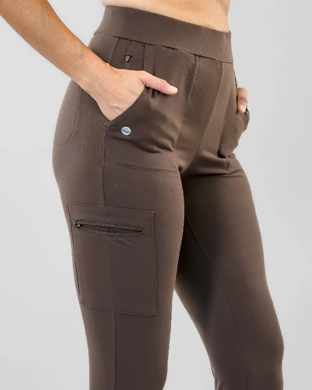 Ultra-Fit Yoga Pants for Full Range of Motion -Hiking Cargo Joggers - Espresso