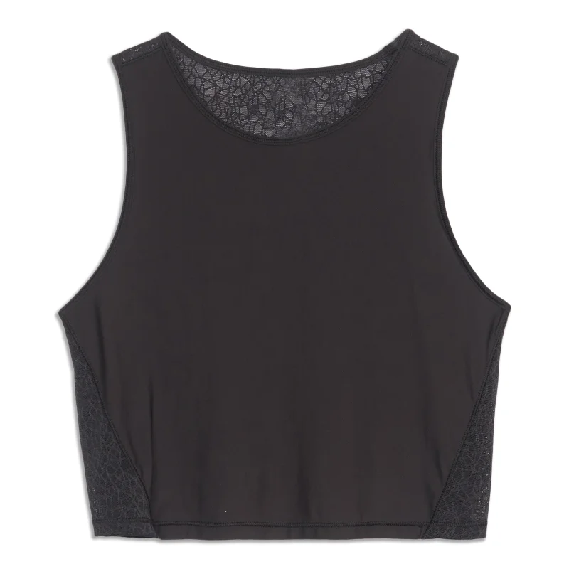 Yoga Tops for Balance and Flexibility -Hint Of Sheer Cropped Tank Top - Resale