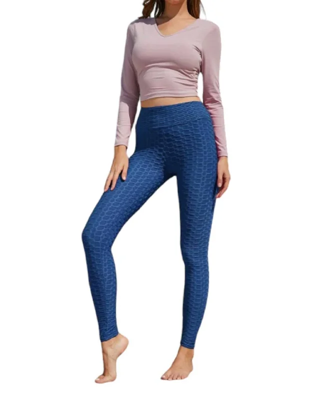 Best Yoga Shorts for Women -Honeycomb Leggings In Blue