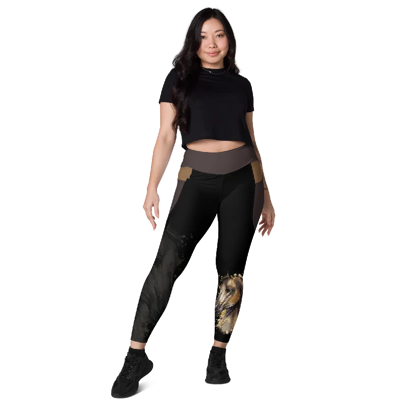 Full-Length Yoga Pants -Silhouette Horse Leggings with pockets