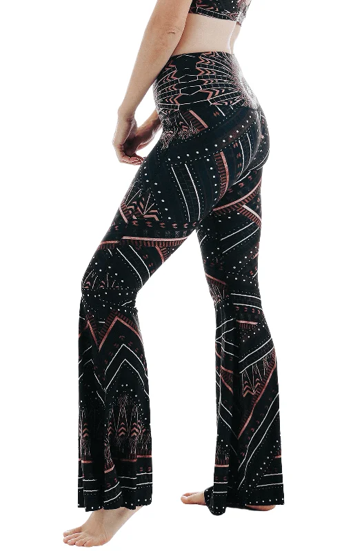High Compression Yoga Pants -Humble Warrior Printed Bell Bottoms
