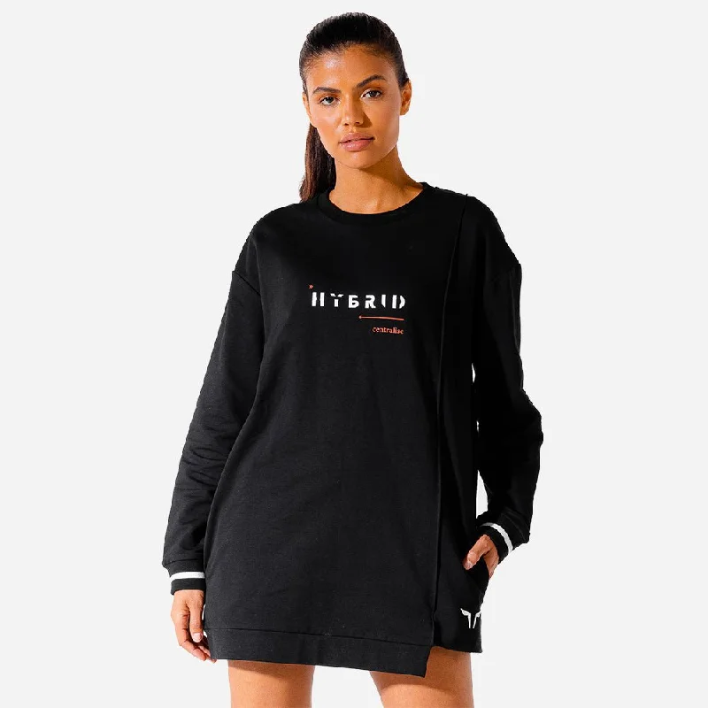 Women's Yoga Tops for Running and Yoga -Hybrid Jumper Dress - Black