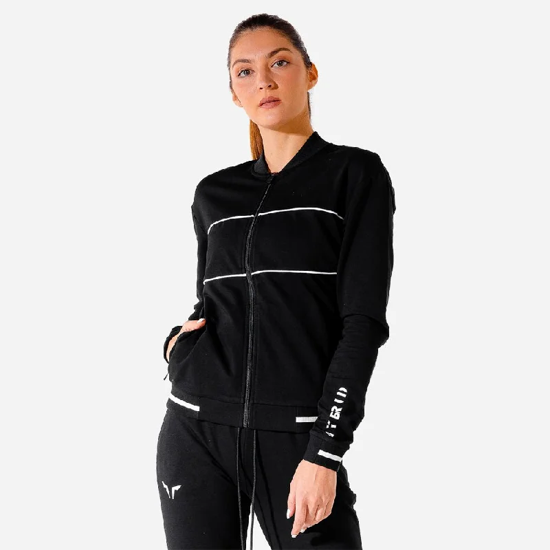 Adjustable Yoga Tops for Comfort -Hybrid Zip Up Jacket - Black
