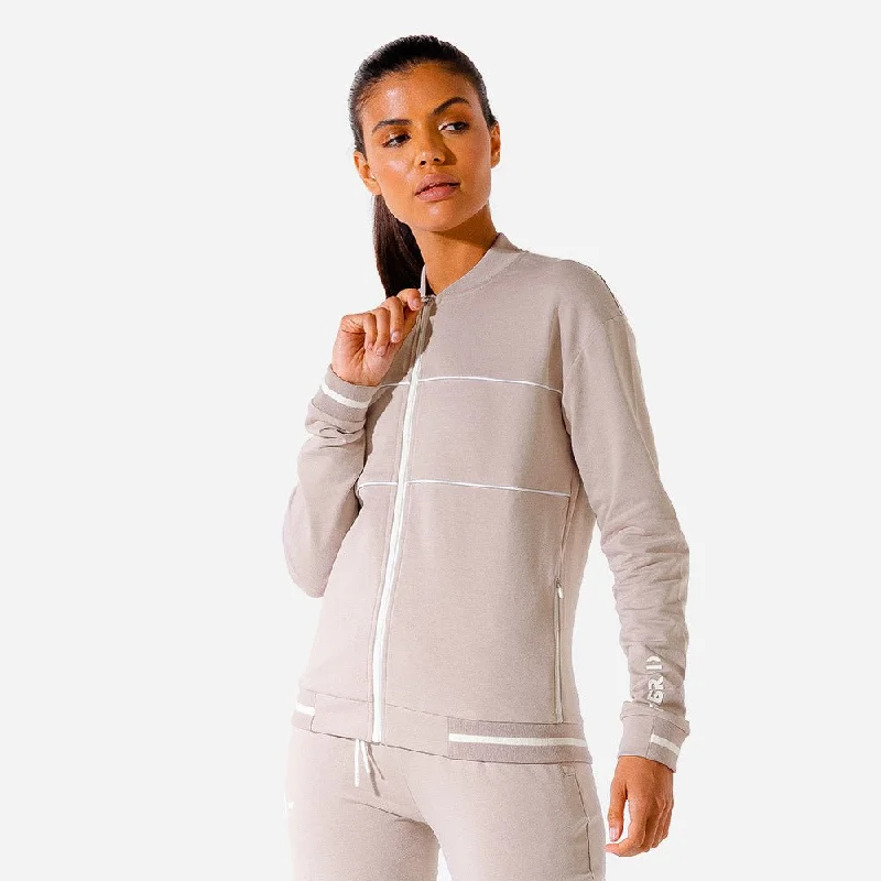 Performance Yoga Tops for Flexibility -Hybrid Zip Up Jacket - Mushroom