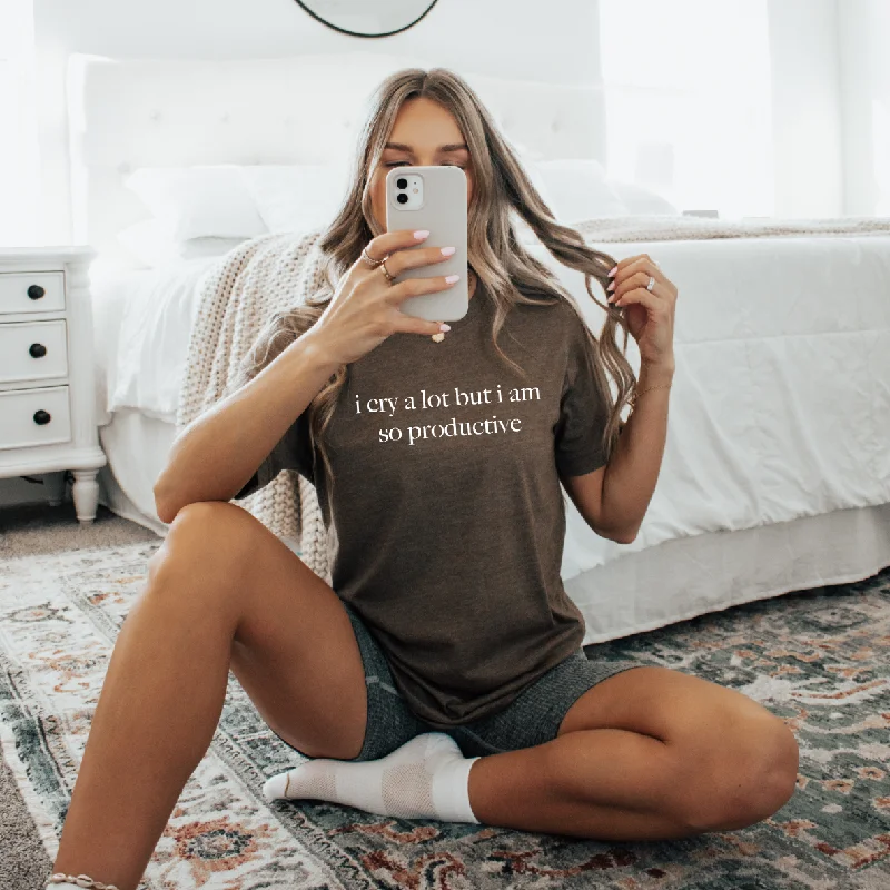 Yoga Tops for Daily Wear and Practice -i cry a lot • Mocha Tee