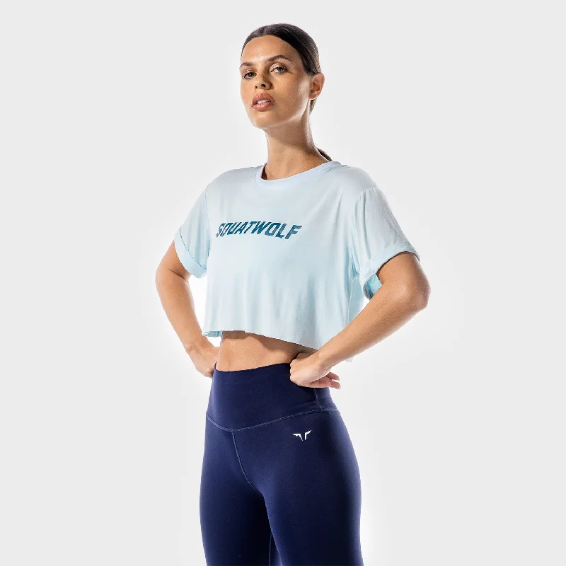Performance Yoga Tops for Strength -Iconic Crop Tee - Blue