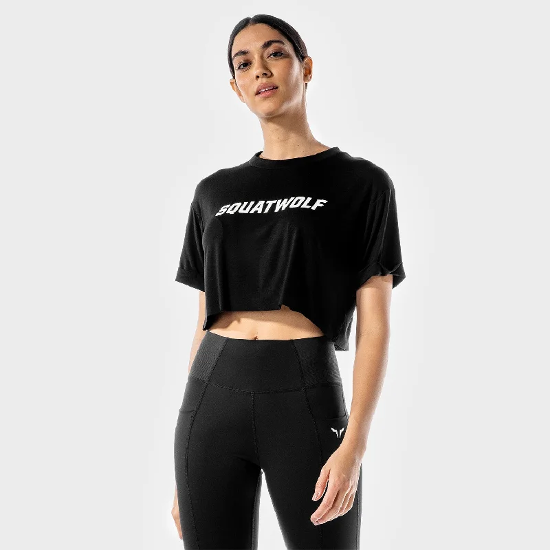 Versatile Yoga Tops -Iconic Crop Tee - Onyx
