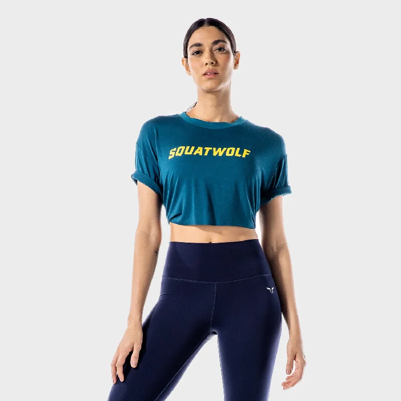 Soft Yoga Tops for Maximum Comfort -Iconic Crop Tee - Teal