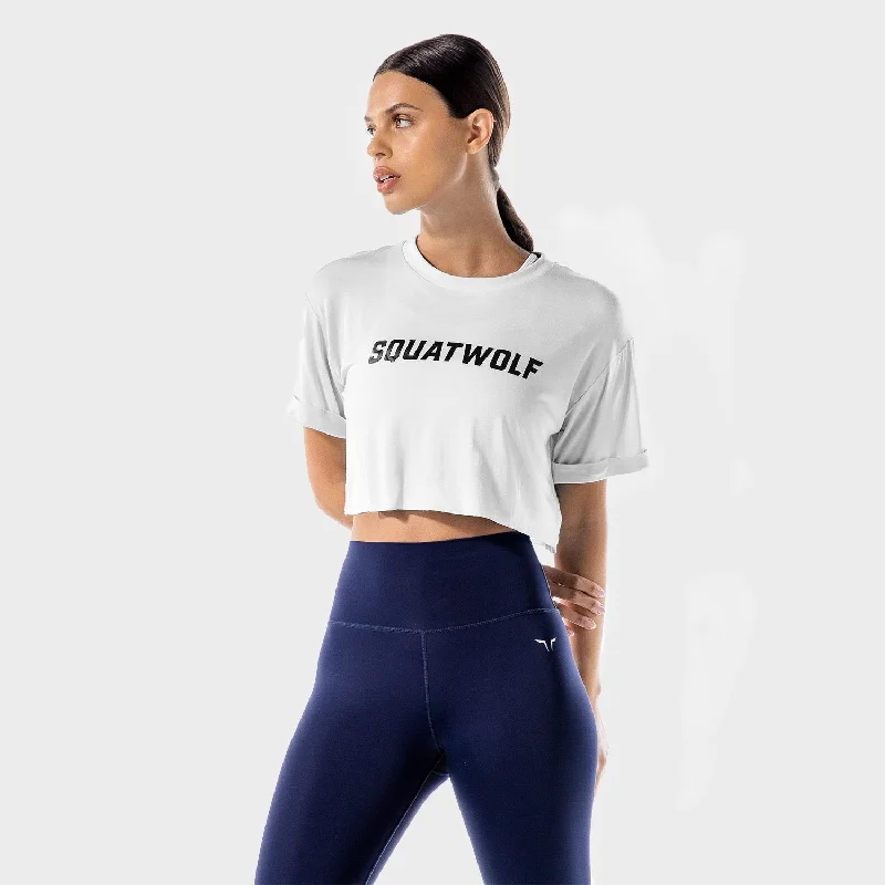 Yoga Tops for Hot Yoga Poses -Iconic Crop Tee - White