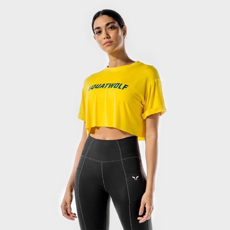 Yoga Tops for Full Support -Iconic Crop Tee - Yellow