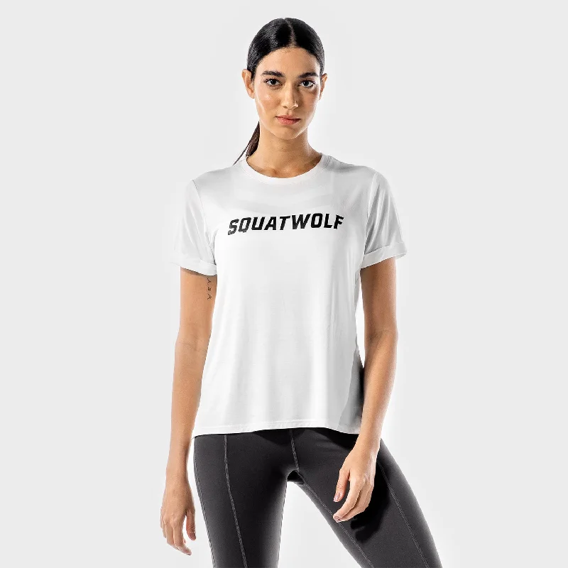 Compression Yoga Tops for Women -Iconic Tee - White