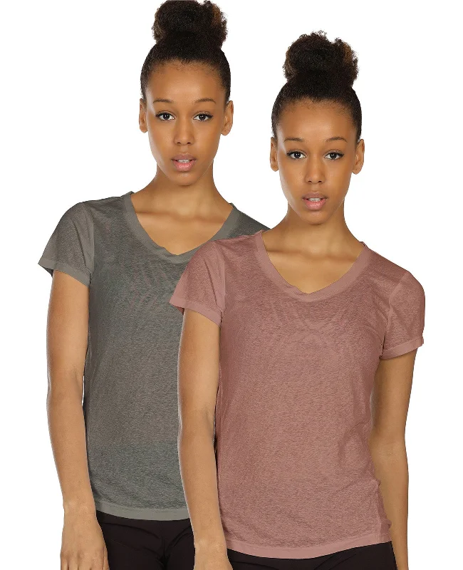 Women's Yoga Tops with Extra Flexibility -TK17 icyzone Activewear Fitness Yoga Tops Workout V Neck Open Back T-Shirts for Women