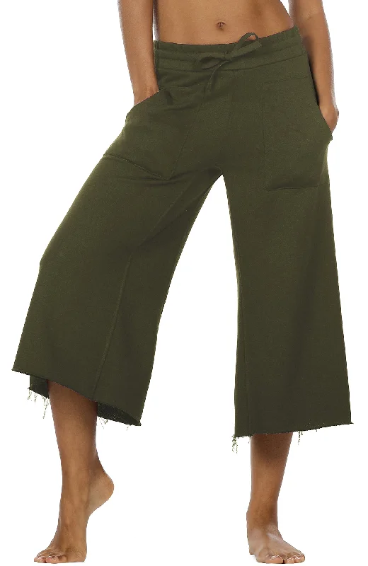 Yoga Pants for Strength Building -icyzone Womens Joggers Sweatpants - Athletic Lounge Cotton Terry Wide Leg Capri Pants with Pockets