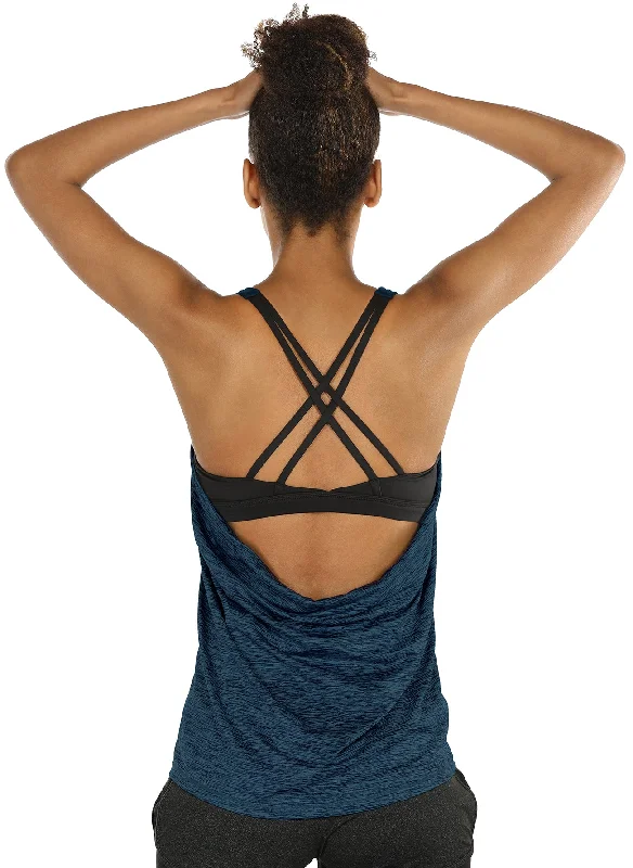 Yoga Tops for Gym and Yoga Practice -TK1A icyzone Workout Tank Tops Built in Bra - Women's Strappy Athletic Yoga Tops, Exercise Running Gym Shirts
