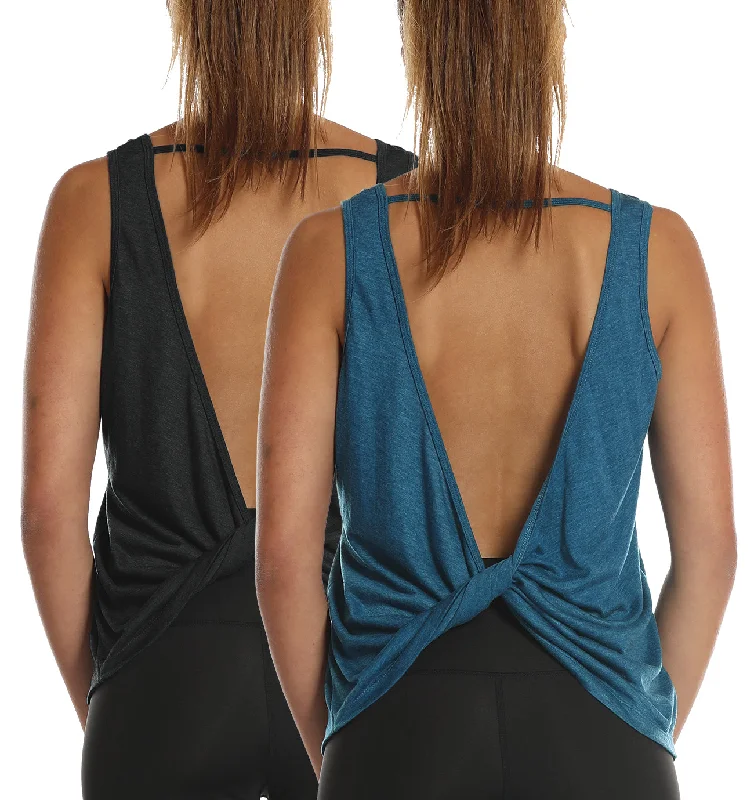 Fitted Yoga Tops for Intense Training -TK26 icyzone Workout Tank Tops for Women - Open Back Strappy Athletic Tanks, Yoga Tops, Gym Shirts