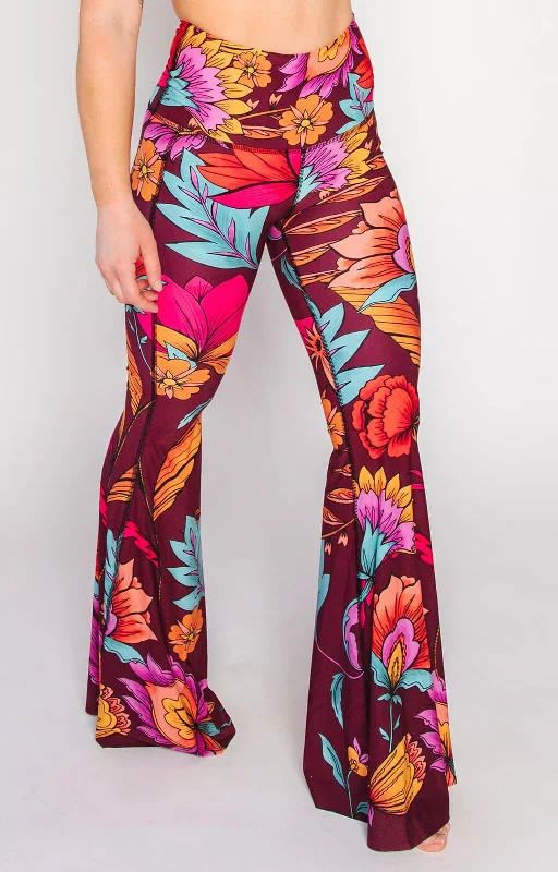 Comfortable Full-Length Yoga Pants -Indie Flow Printed Bell Bottoms