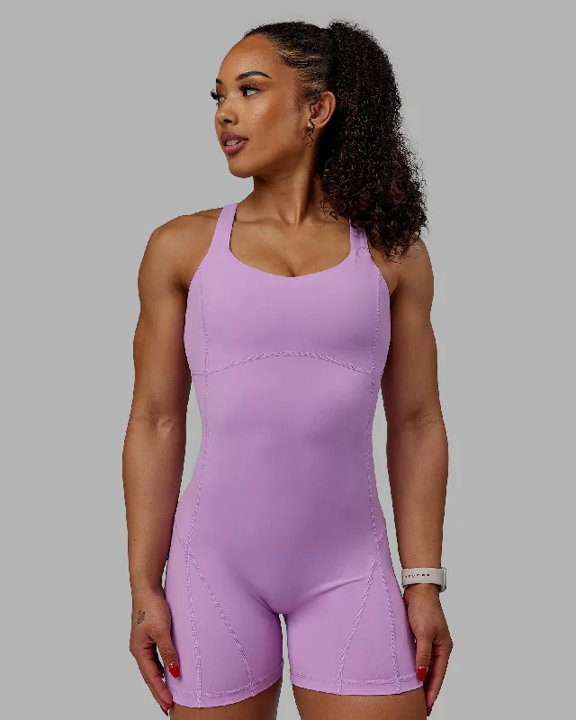 Yoga Tops with Relaxed Fit for Everyday Wear -Inertia Bodysuit - Light Violet