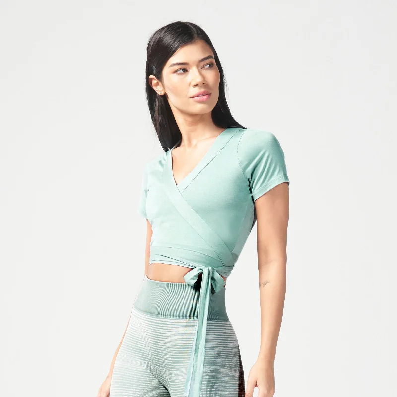 Fitted Yoga Tops for Yoga Class -Infinity Ballerina Top - Green Surf