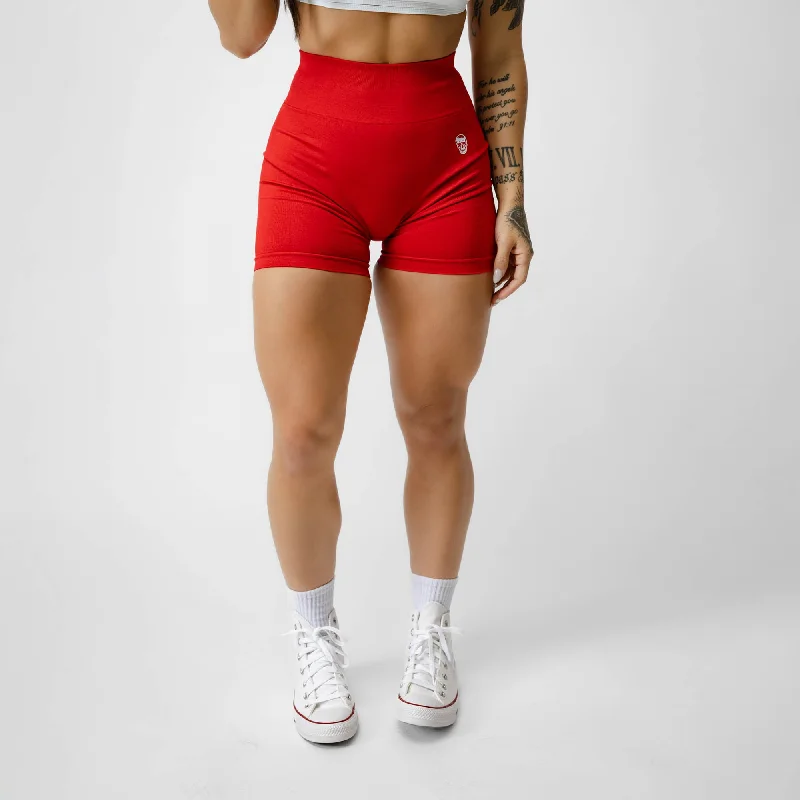 Full-Waist Yoga Shorts for Full Coverage -Infinity Shorts - Carolina Reaper