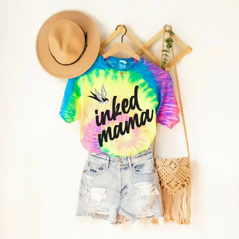 Zip-Up Yoga Tops for Flexibility -Inked Mama • Neon Tie Dye