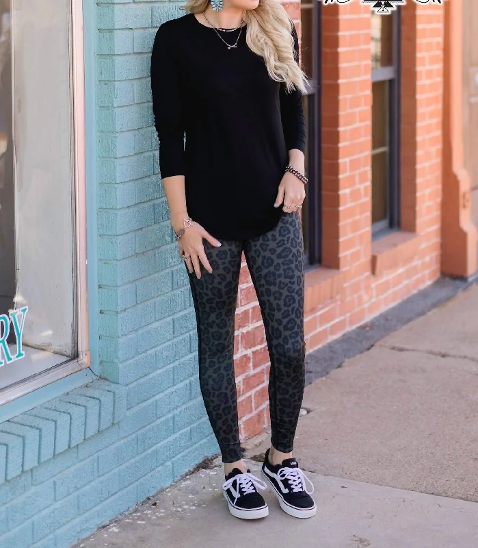 Yoga Shorts for Relaxation and Flexibility -Inside Out Reversible Leggings In Brown Leopard