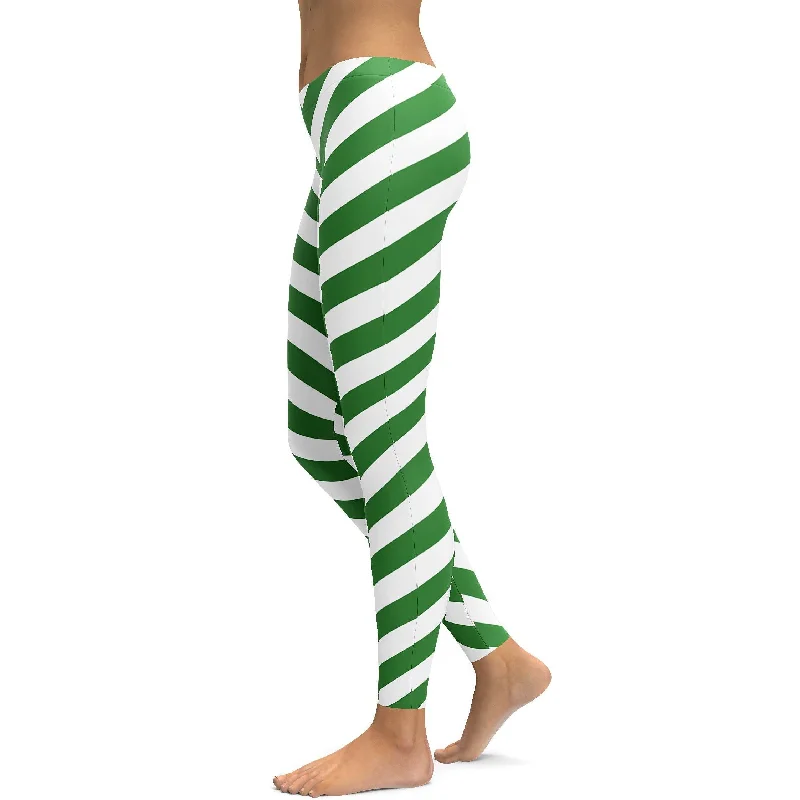 Yoga Pants for Stronger Poses -Irish Green Striped Leggings