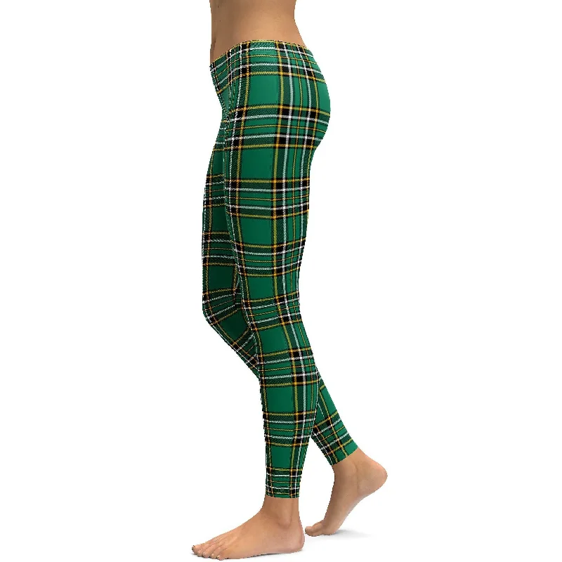 Yoga Pants for High-Performance Poses -Irish Green Tartan Leggings