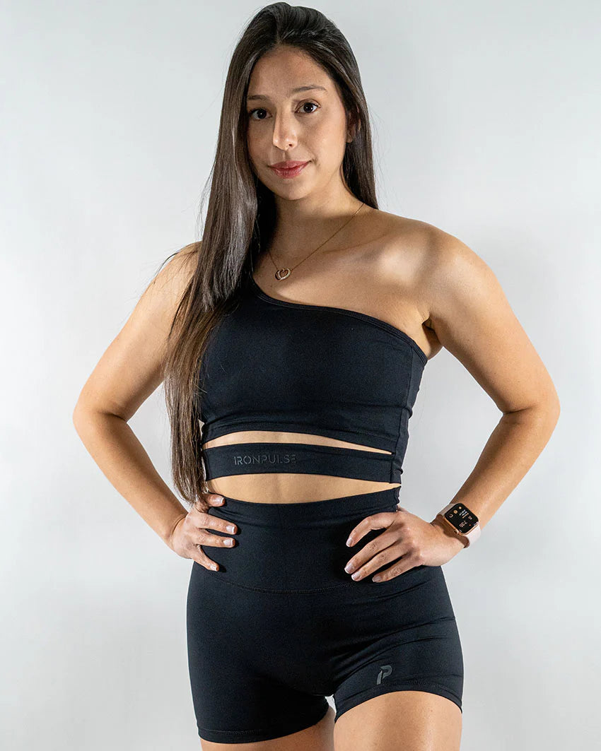 High-Waisted Leggings for Yoga -Iron Pulse Stratos Single Strap Bra (Black) *FINAL SALE* High-Waisted Leggings for Yoga -Iron Pulse Stratos Single Strap Bra (Black) *FINAL SALE*
