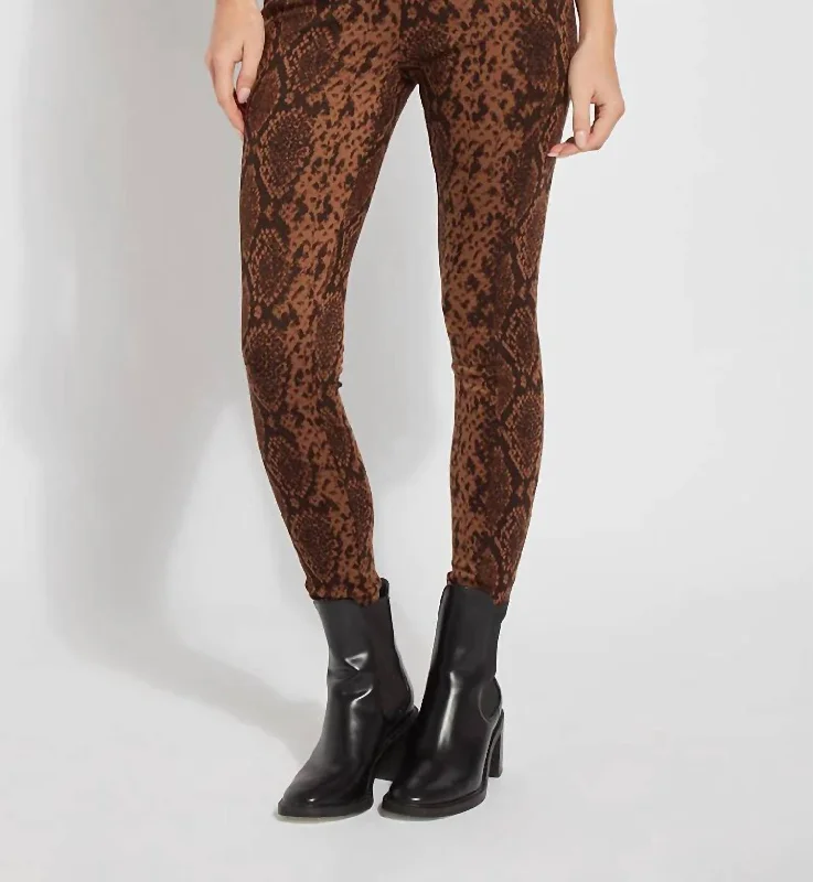 Soft Yoga Shorts for Flexibility and Comfort -Jacquard Laura Legging In Bronze Snake