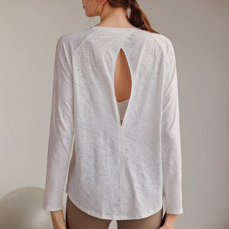 Fashionable Yoga Tops for Fitness -Jacquard Yoga Pullover