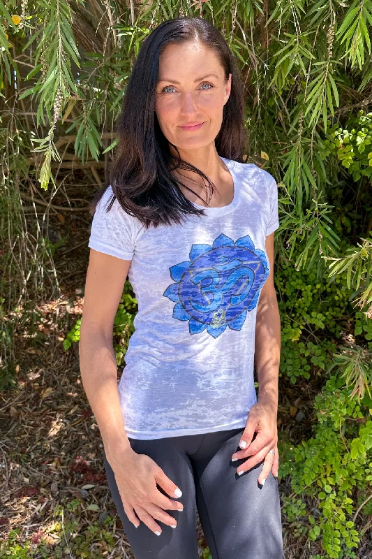 Yoga Tops for Performance and Comfort -Throat Chakra Burnout with Full Chakra Back burnout crew Yoga Tops for Performance and Comfort -Throat Chakra Burnout with Full Chakra Back burnout crew