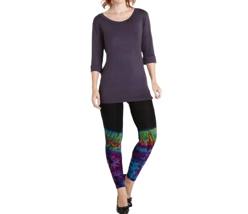 Lightweight Yoga Shorts for Summer -Janet Rainbow Tie-Dye Leggings In Black Multi