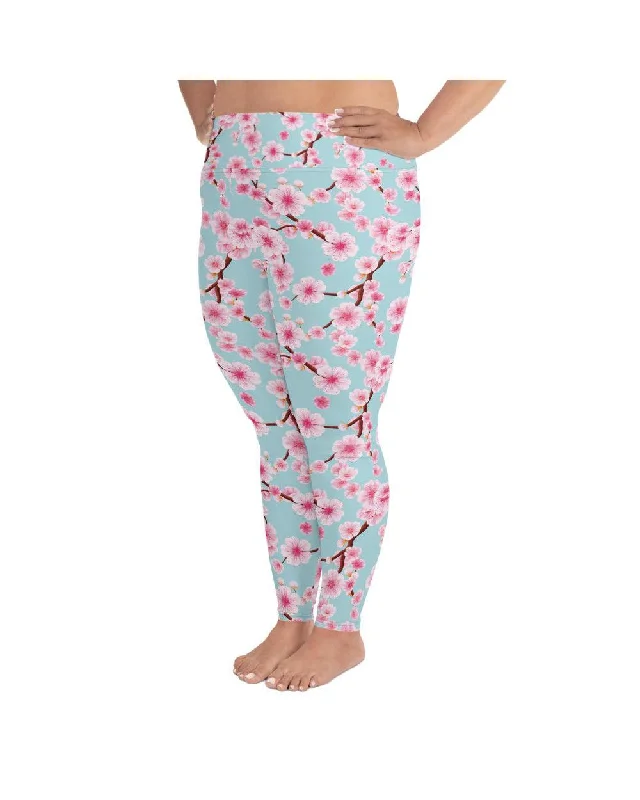 Yoga Pants for Stretch and Movement -Japanese Cherry Blossom Plus Size Leggings