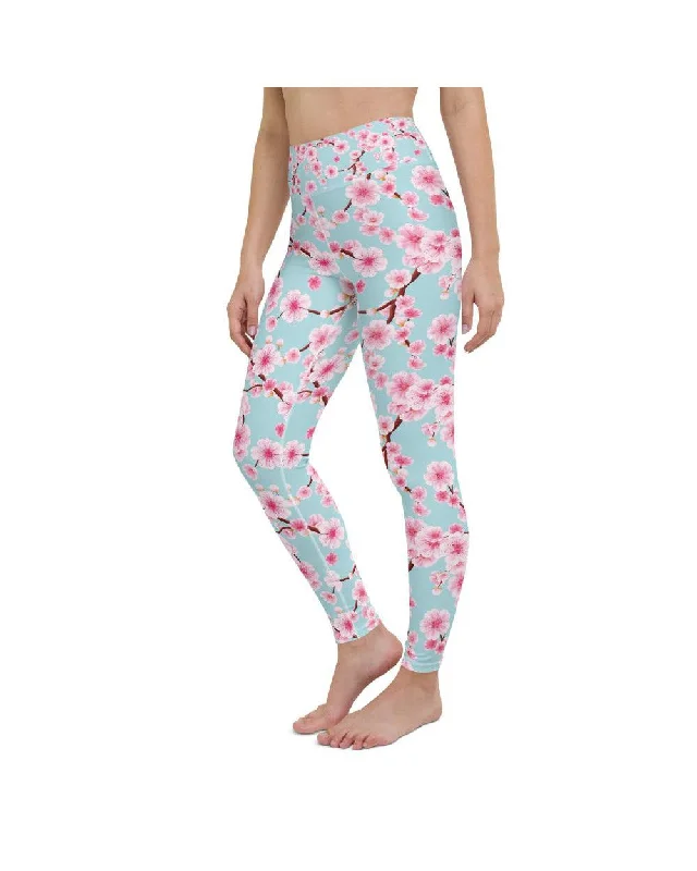 Affordable Yoga Pants -Japanese Cherry Blossom Yoga Pants