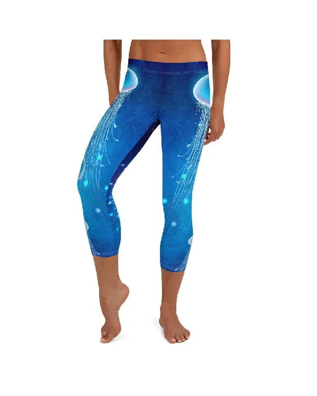 Full-Length Yoga Pants for Yoga Studio -Jellyfish Scuba Diving Capris